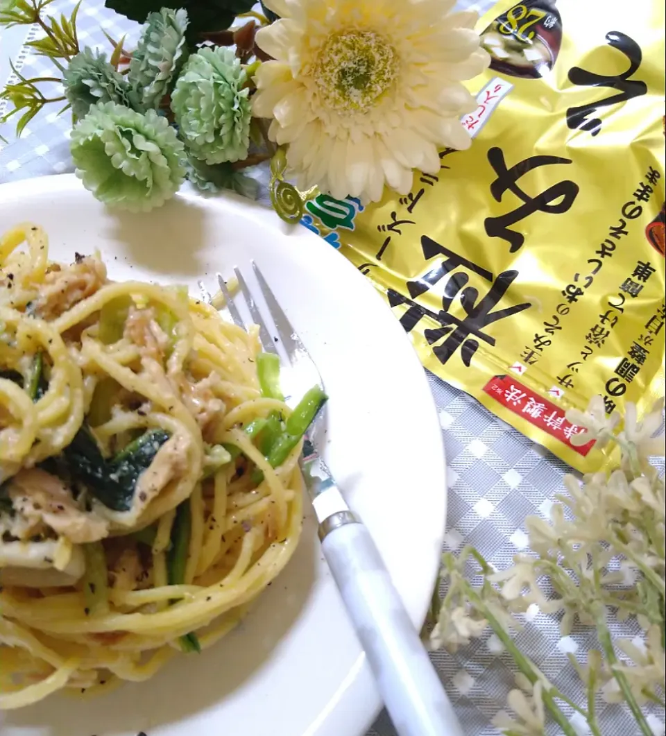 Snapdishの料理写真:味噌マヨクリーミーツナパスタ 😋|fumi ◡̈⋆さん