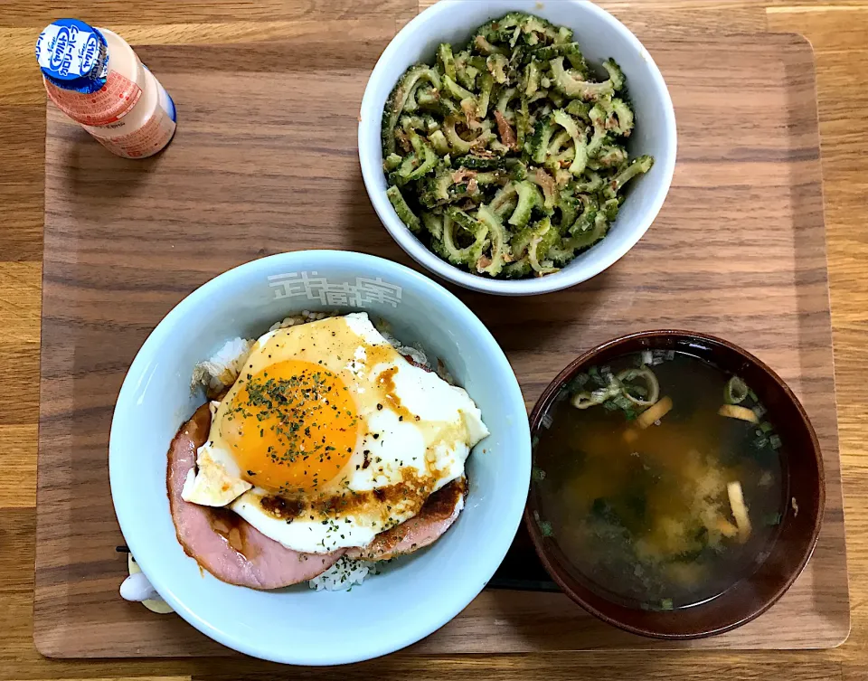 Snapdishの料理写真:ハムエッグ バター醤油丼、他。|morimi32さん