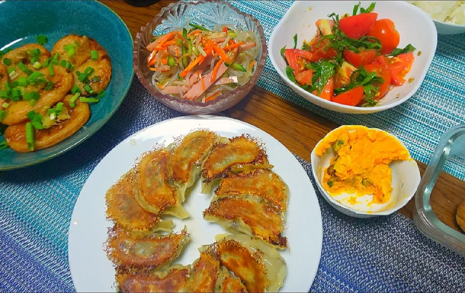 ◇餃子
◇春雨サラダ
◇さつまあげ
◇トマトの青じそ和え
◇かぼちゃサラダ|ぶるー子さん