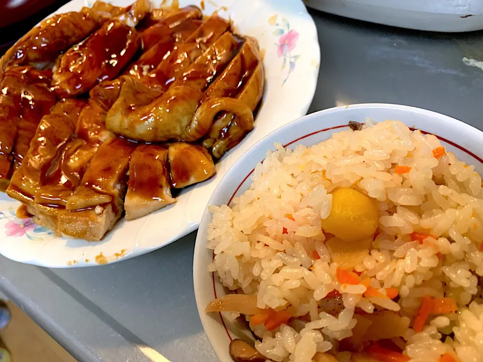 栗ごはんと鶏の照り焼き|ぶりっとさん