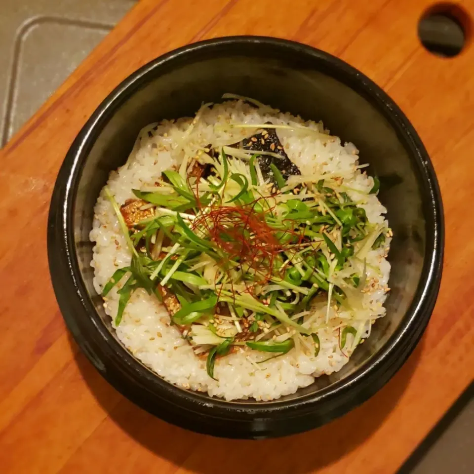 焼き鯖と新生姜、空芯菜の新芽の釜飯|mi_neneco♪さん