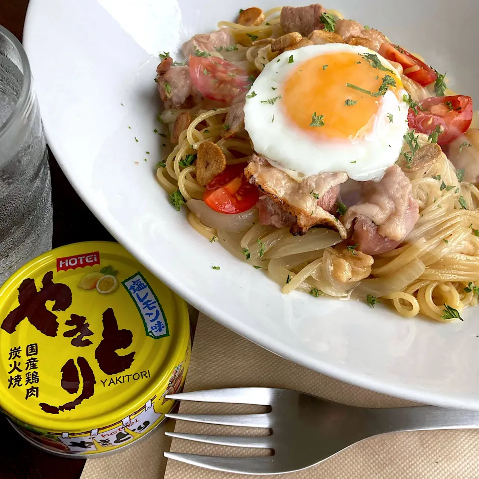 焼き鳥の缶詰でスパゲッティ|Kさん