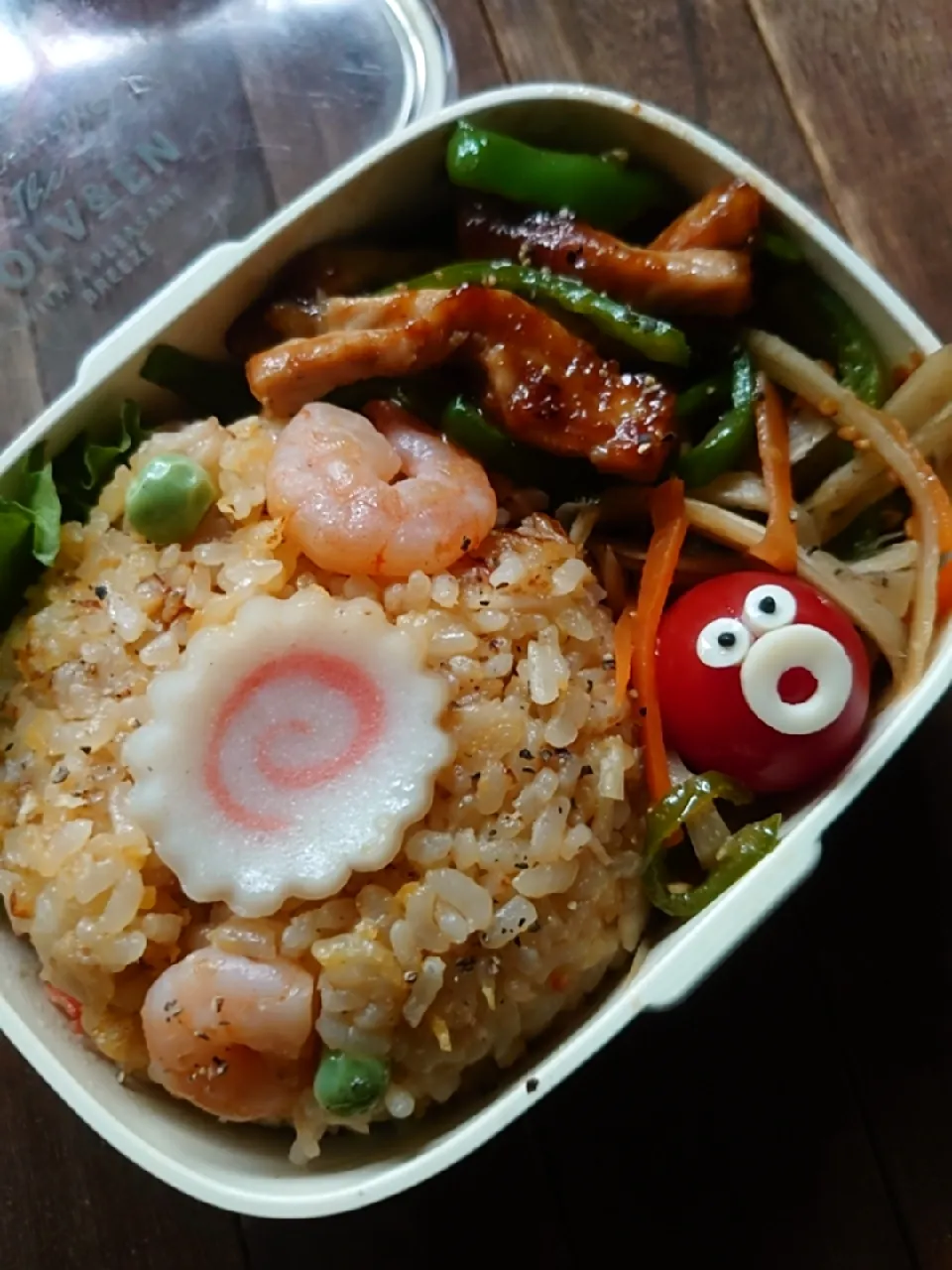 Snapdishの料理写真:漢の…長女用🍱チャーハンと豚の青椒肉絲の中華弁当|ᵏᵒᵘさん