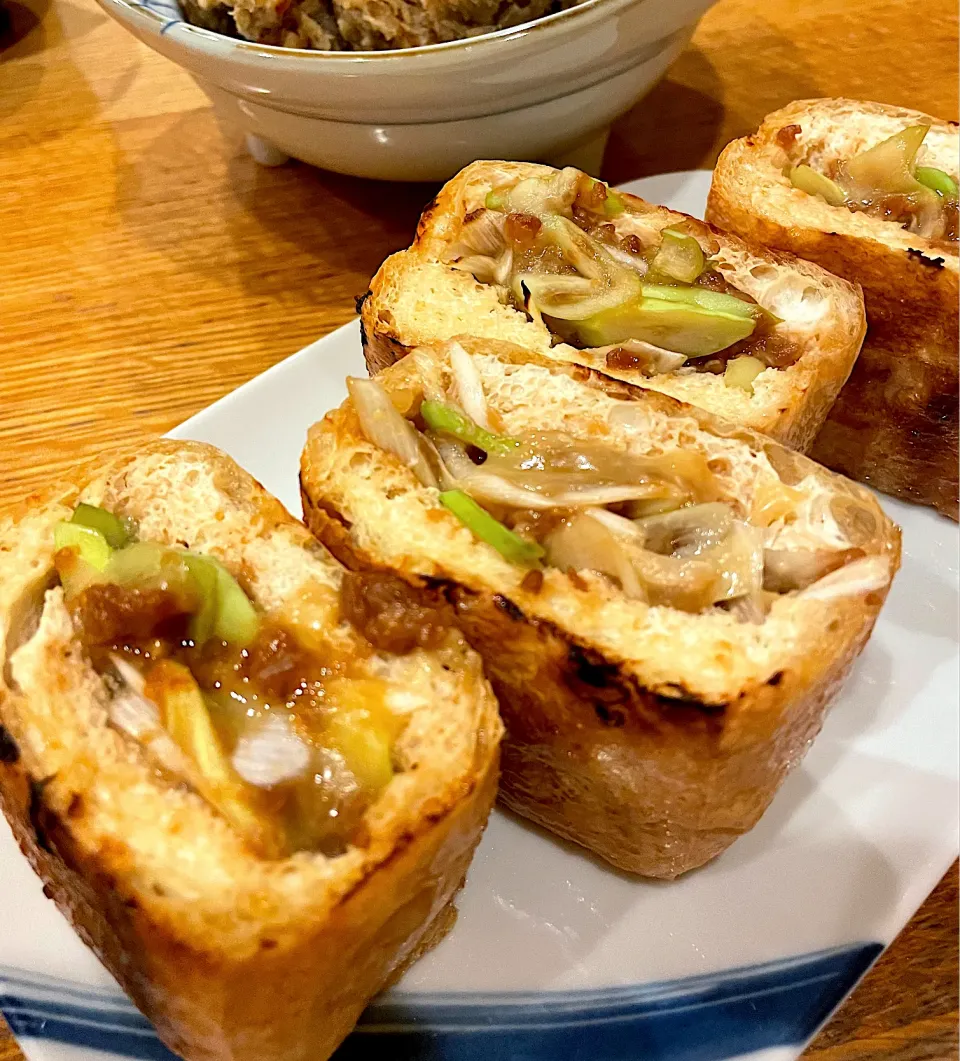 栃尾油揚げの醤油麹チーズ挟み焼き|だまさん