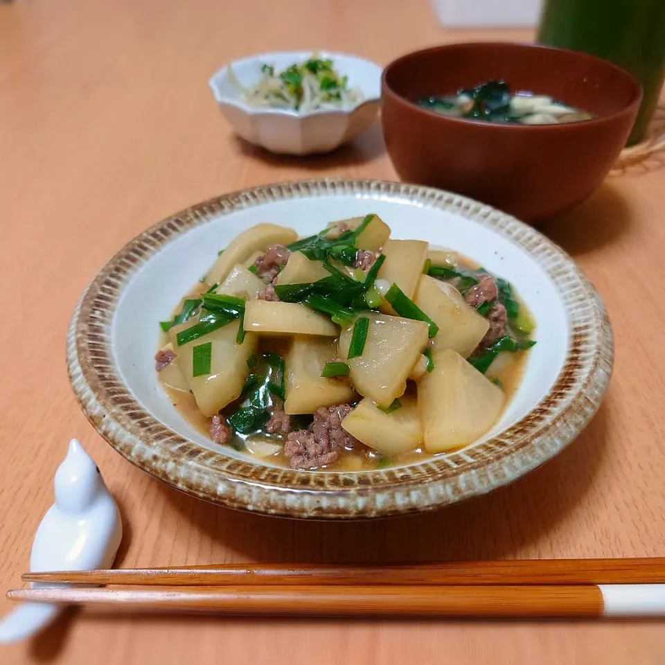 大根とにらのそぼろあんかけ煮|Rie*さん