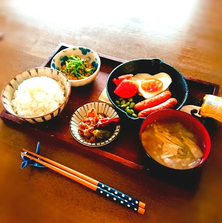 Snapdishの料理写真:旦那さん朝ご飯🍚🥢|かのさん