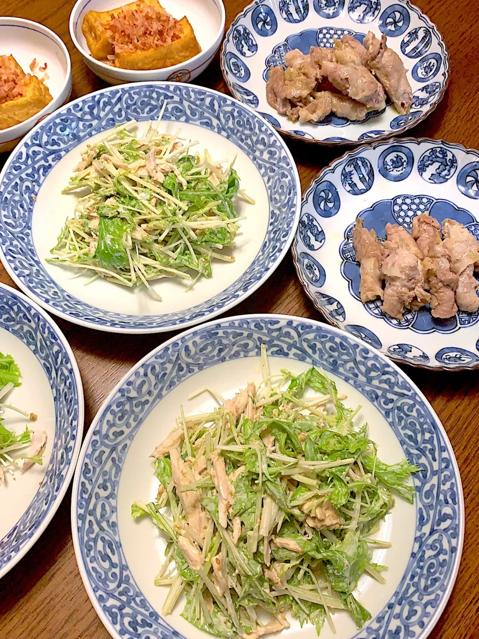 水菜と鶏ささみの胡麻マヨサラダ🥗茗荷の豚肉巻き🍋今日の夕食20210919|rococoさん