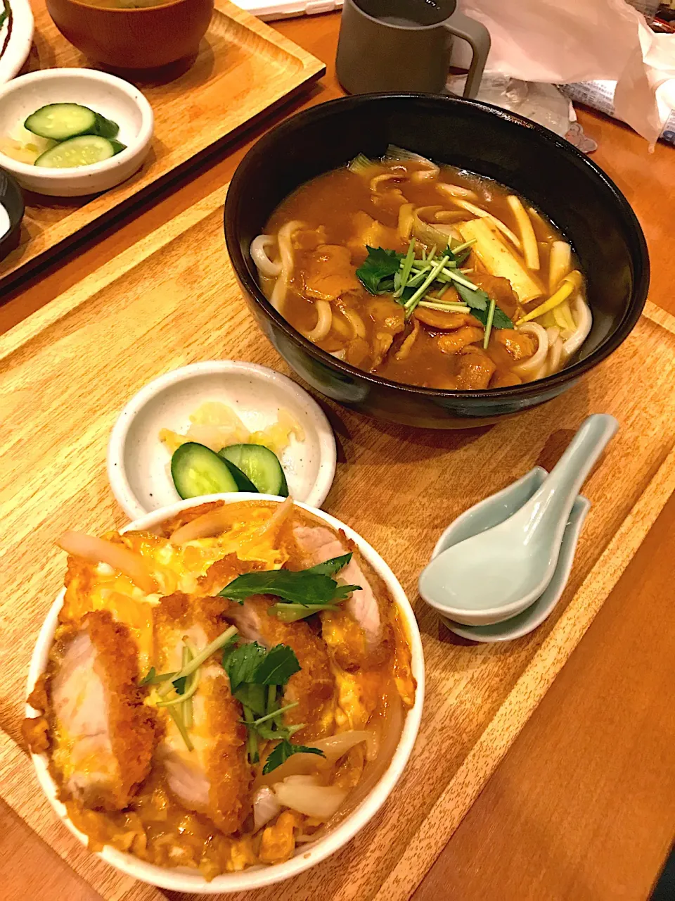 カレー南蛮（うどん）、ミニカツ丼|sayaさん