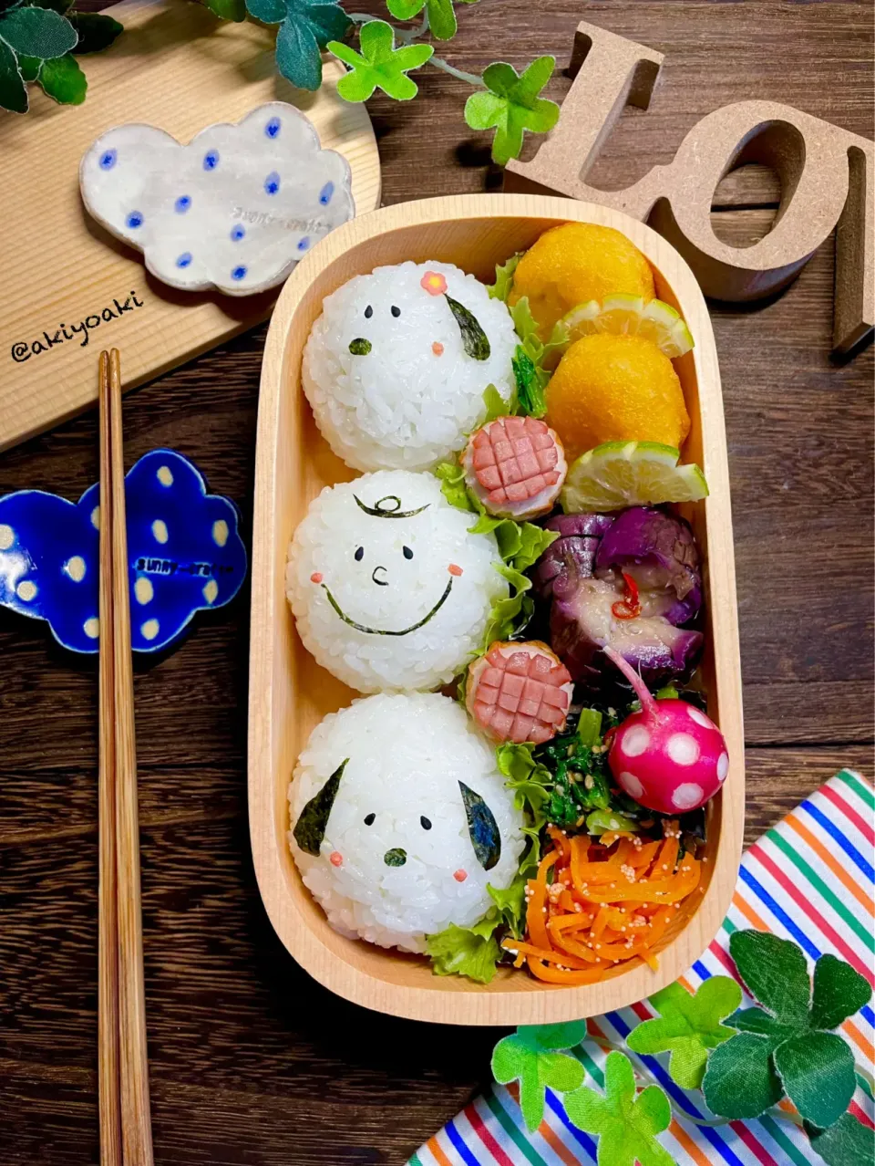 Snapdishの料理写真:スヌーピーおにぎり弁当|Akiyoෆ¨̮⑅さん