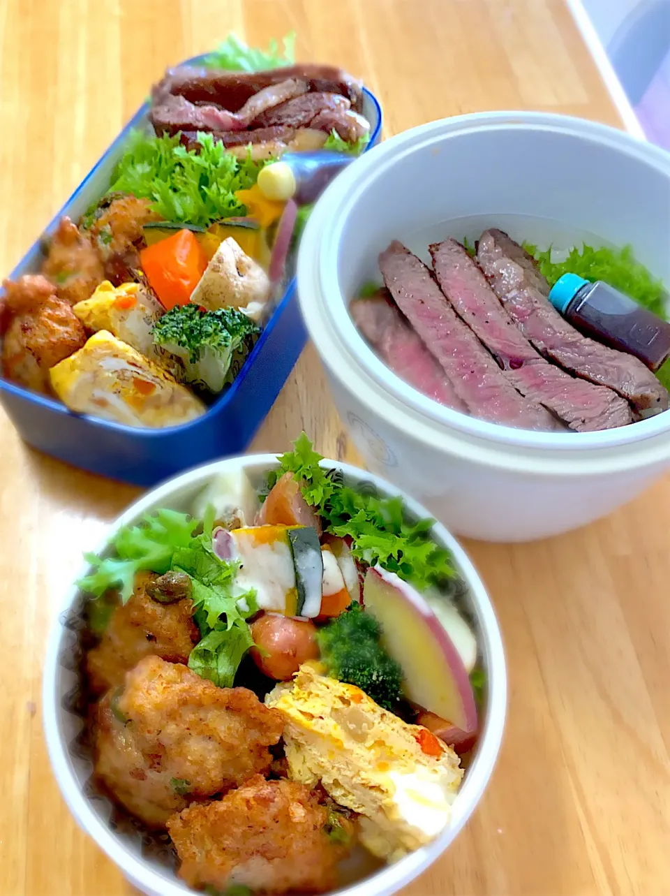 ステーキ丼と冷めてもふんわり枝豆チキンナゲットのお弁当|Lily2525さん