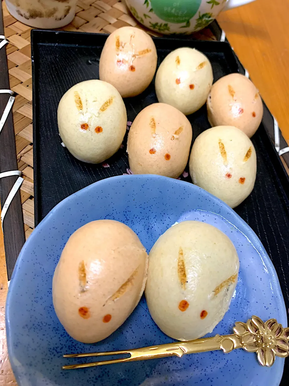 Snapdishの料理写真:お月見　うさぎまんじゅう(^^)|🐶すずりんさん