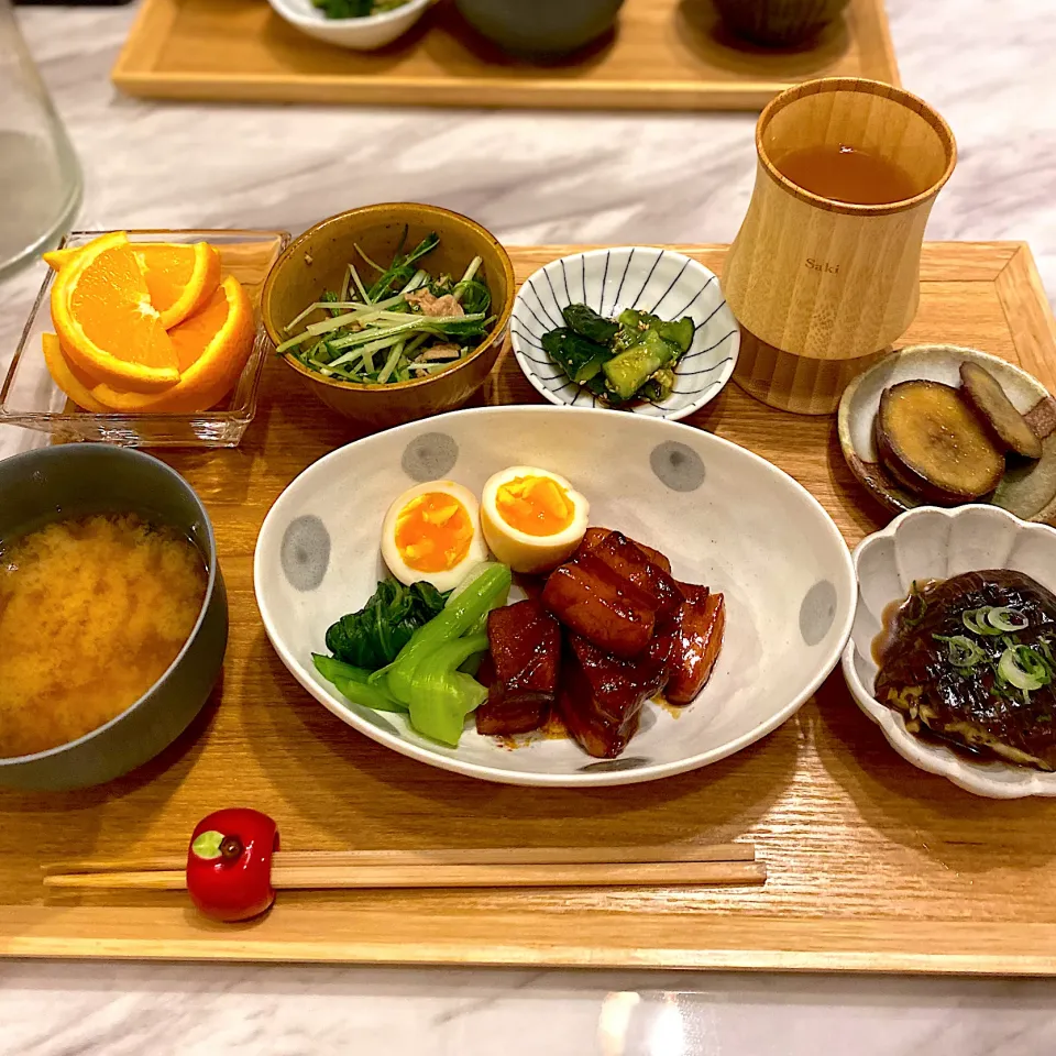 豚の角煮、茄子の煮浸し|なつこさん