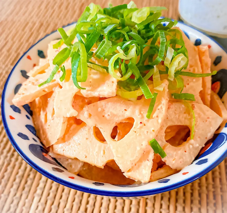 おかちさんの料理 れんこんの明太サラダ🍀|にゃんぺこさん