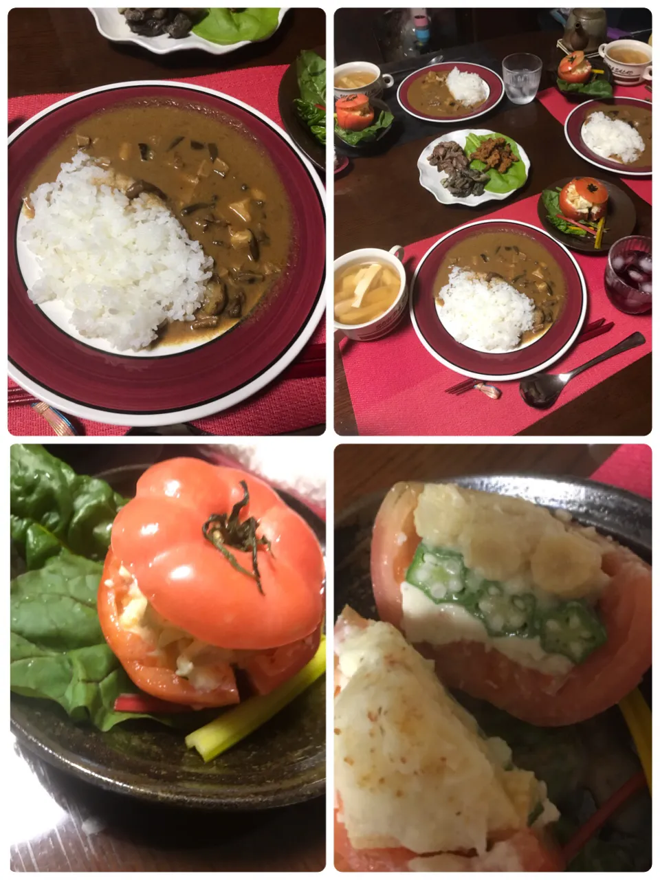 実家で夕飯　きのこカレーとトマトのサラダ|norma’sさん