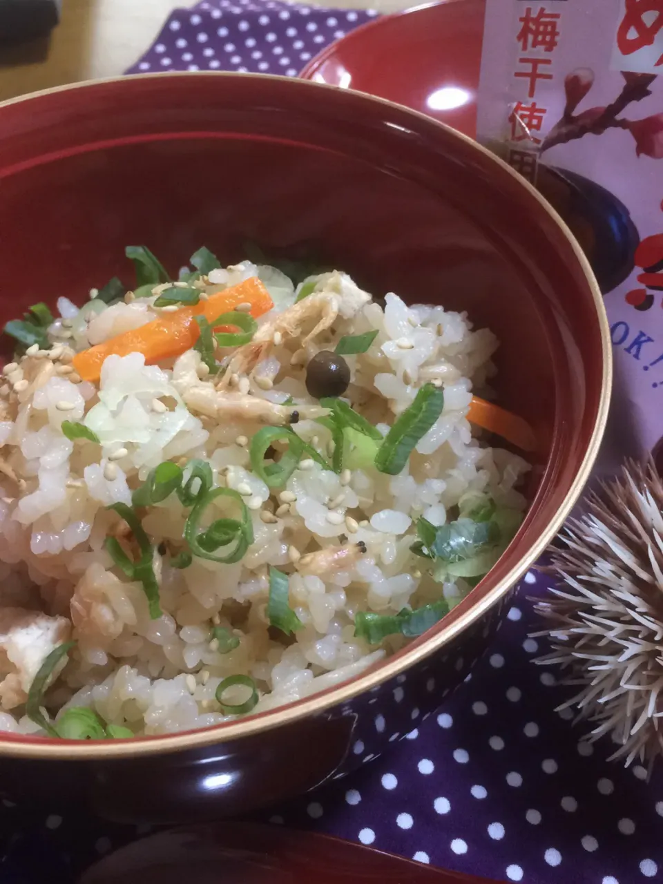 桜えびときのこの梅こんぶ茶炊き込みご飯🦐🍄|ringonamaさん