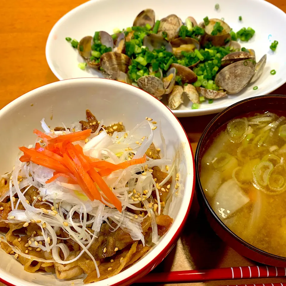 Snapdishの料理写真:豚丼の夕飯　9/22|あっちゃんさん