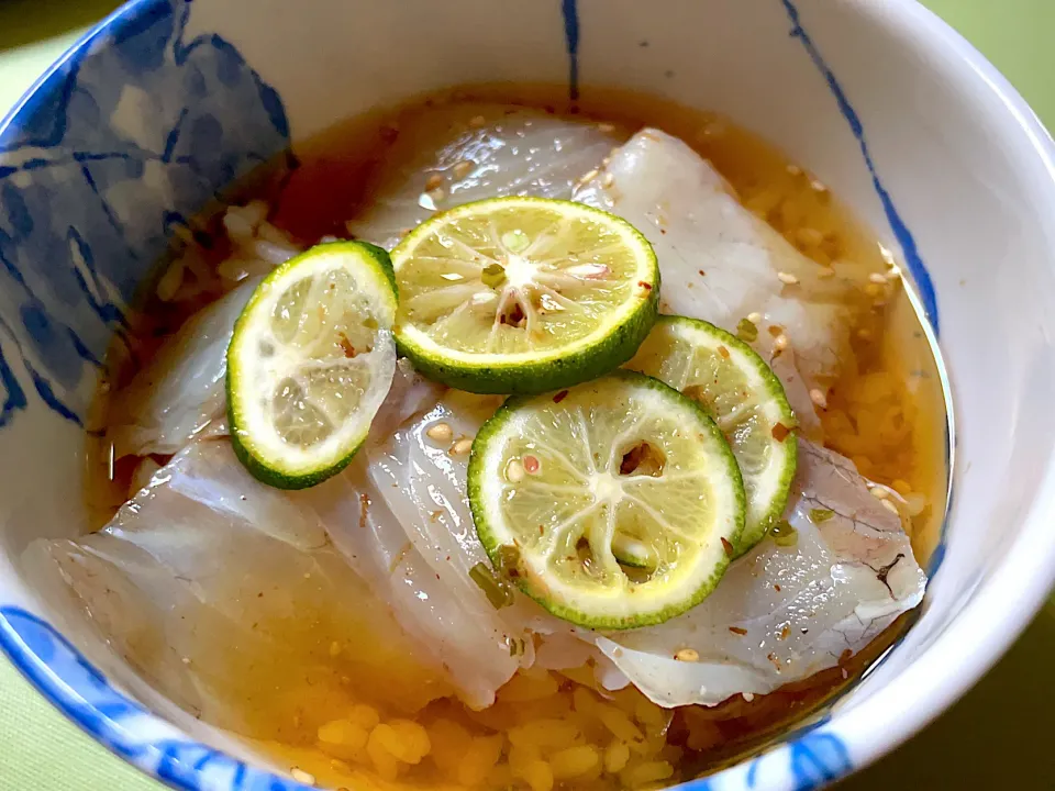 スズキの昆布締めの茶漬け|Junko Iimuraさん