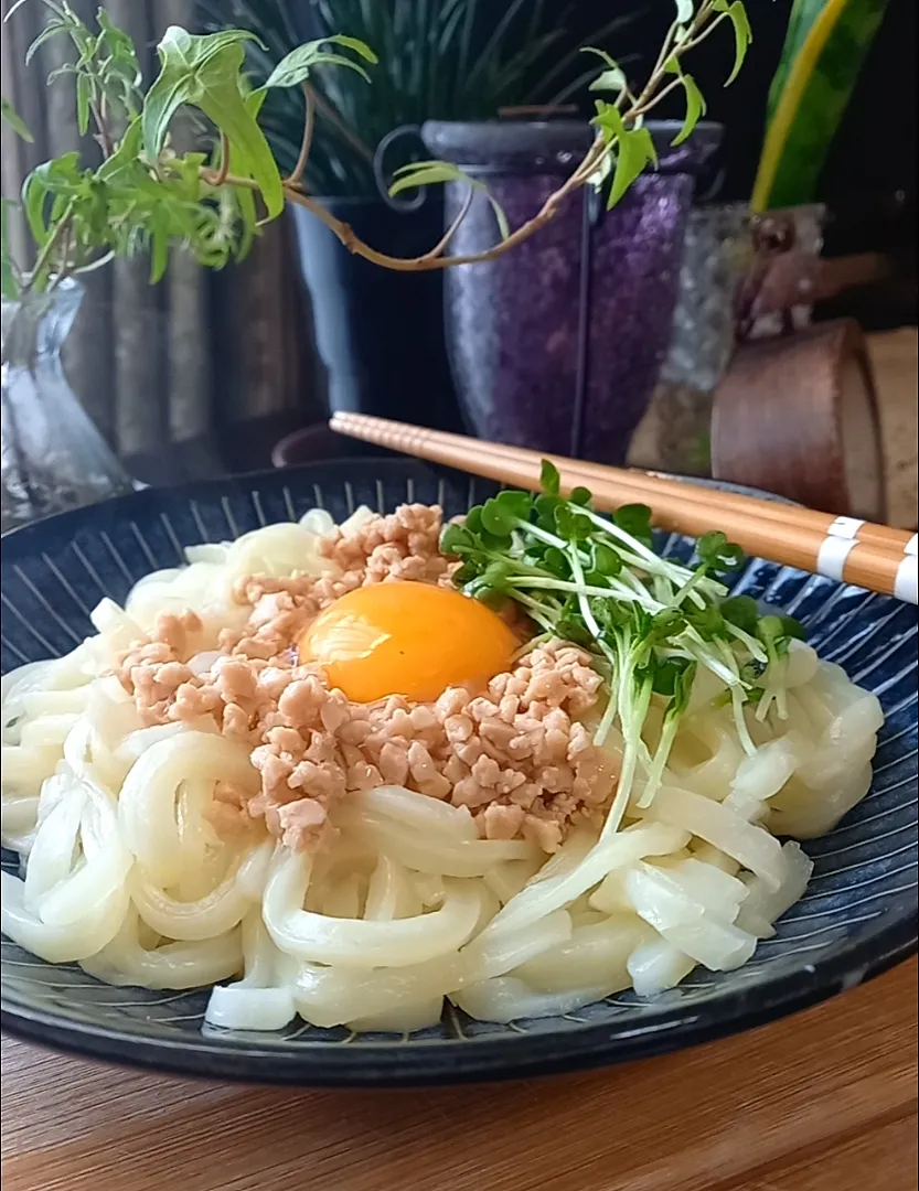 釜玉納豆うどん|まりおさん