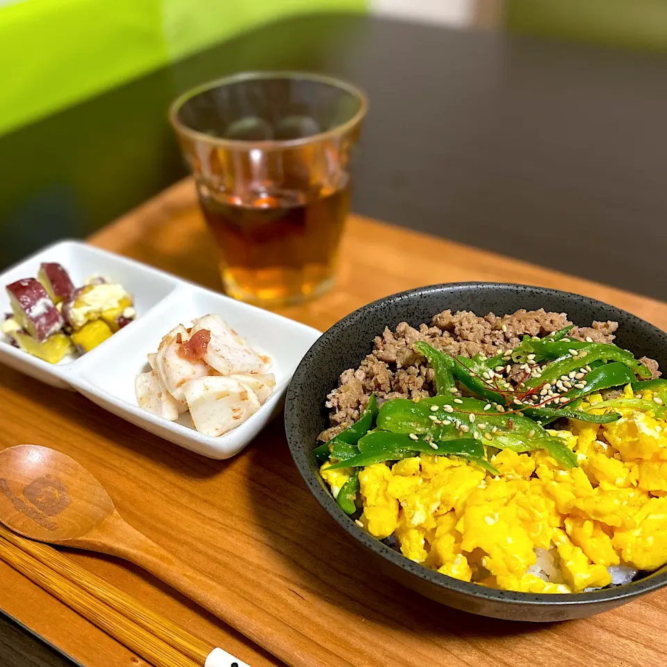 三色丼
大根梅かつお和え
さつまいもクリチサラダ|ちぐあささん