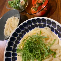 釜上げうどんと大葉を使った野菜|Nilsさん