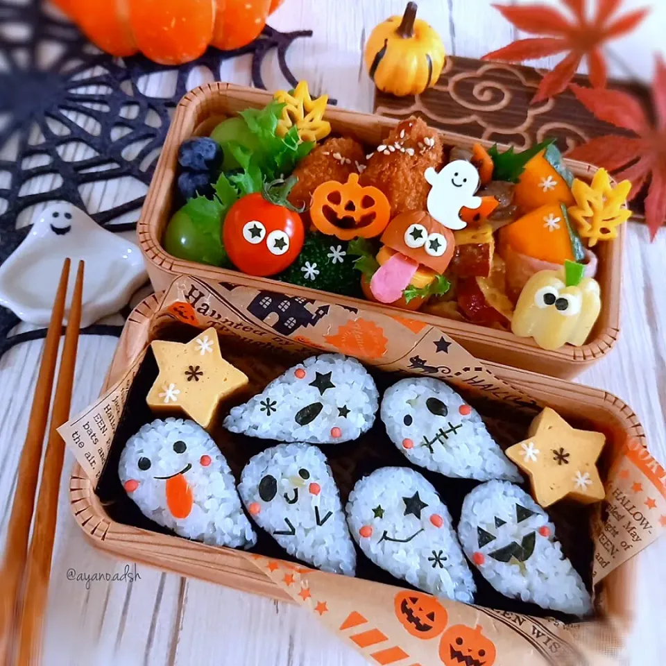 👻雫型こにぎりのコバケちゃん👻
🎃ハロウィン弁当🎃|ayano.adshさん