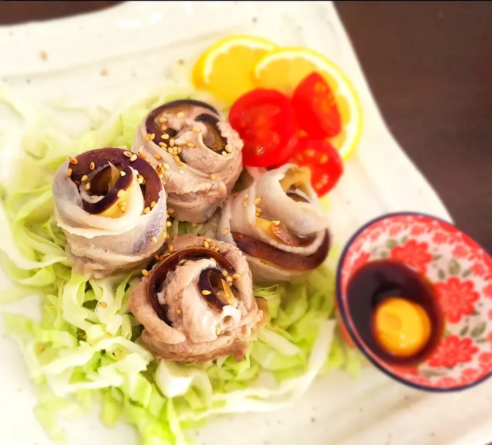 茄子と豚肉の簡単レンチン蒸し( ˙▿˙　)じゅ〜しぃ〜|まぁさん