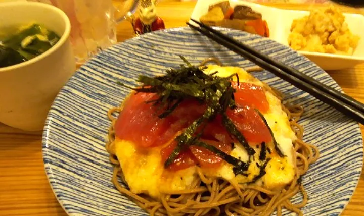 '21．9/30
鮪の山かけ蕎麦で晩ごはん😋|たえさん