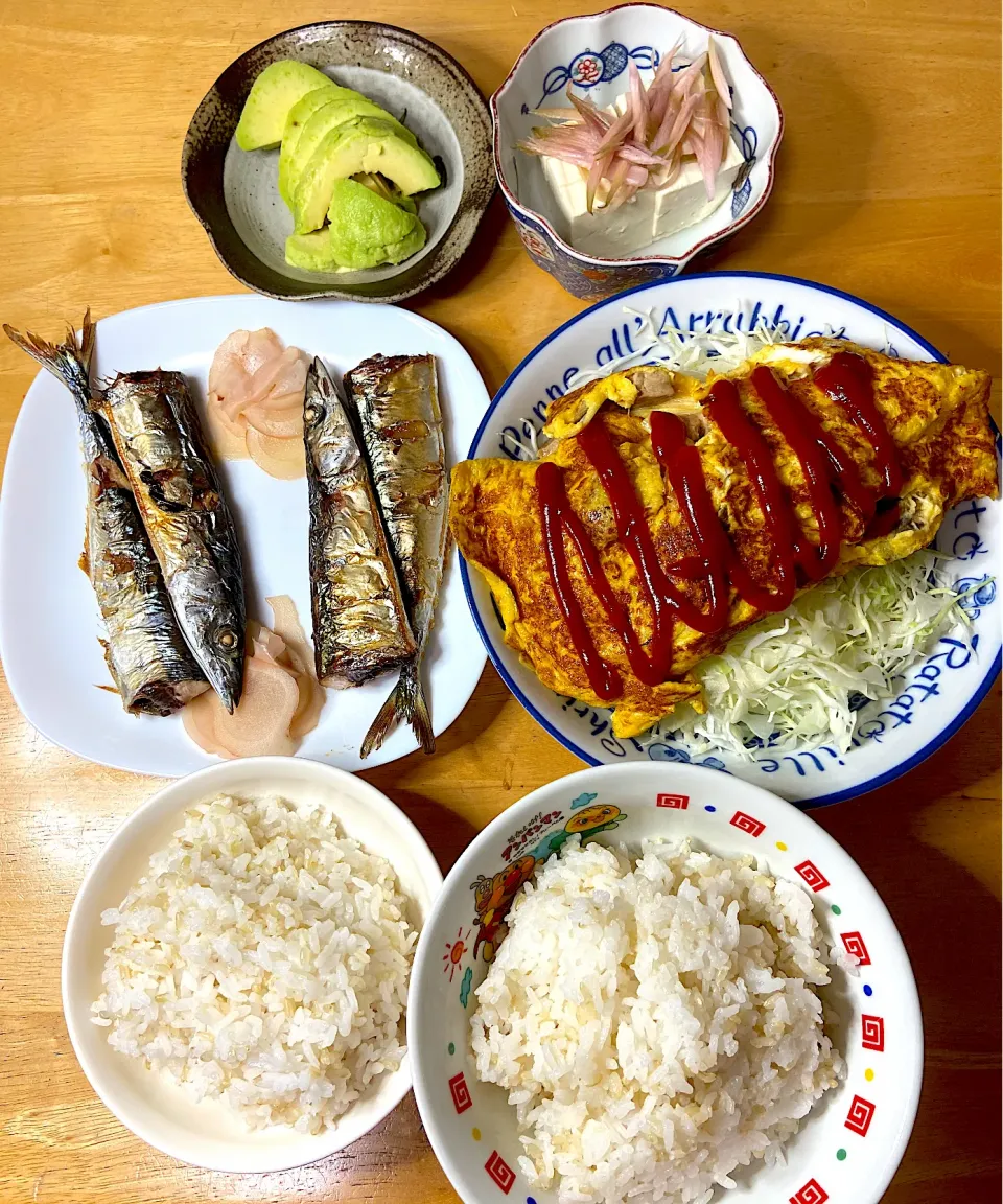 かぼす塩焼さんま&焼豚入玉子焼き💛❤️|Makokoさん