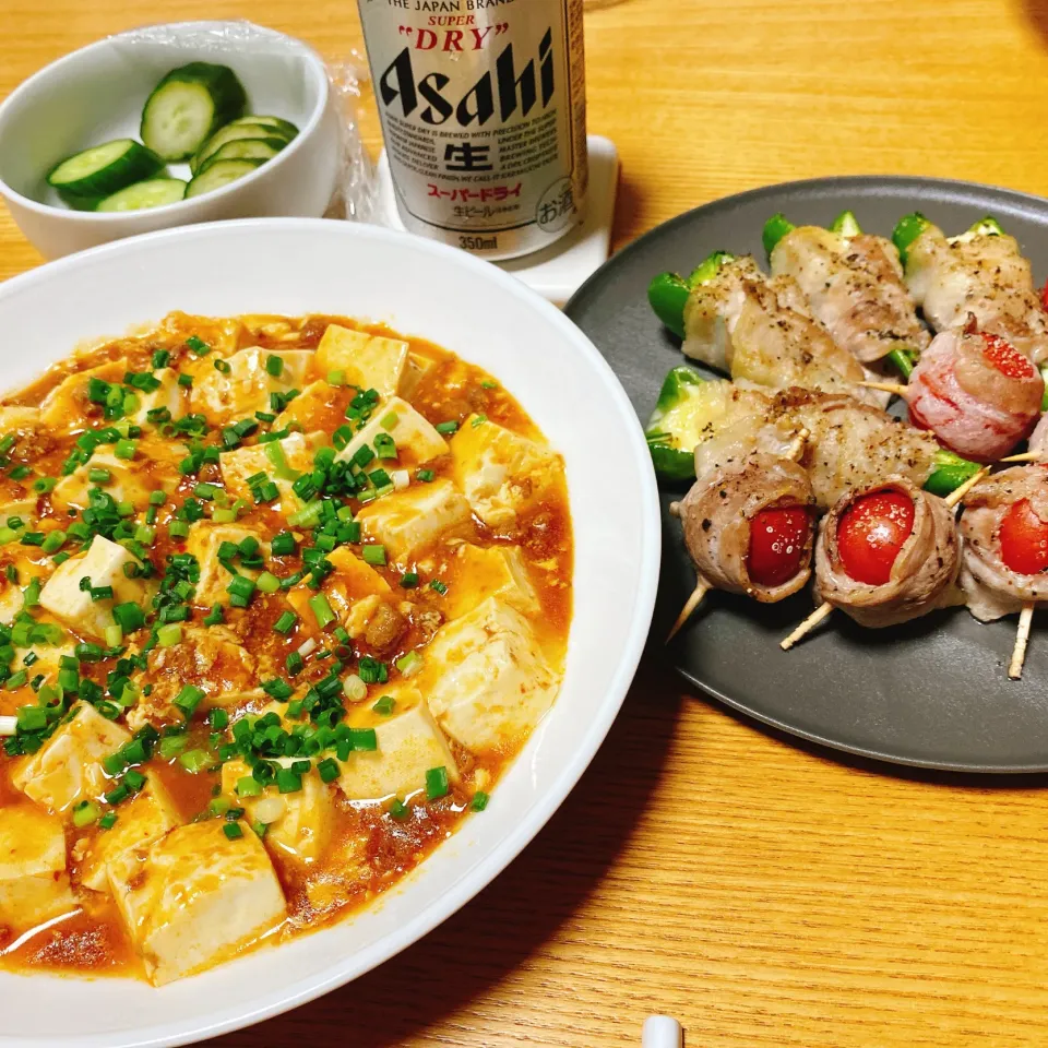 麻婆豆腐
ピーマン、ミニトマトの豚バラ巻き|naoさん