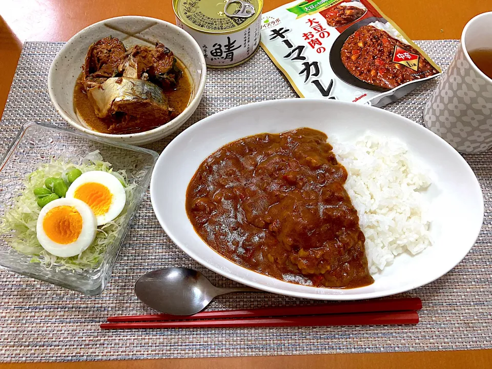 マルコメ賞でいただいた👑大豆のお肉のキーマカレーとサバ缶|オレンジまゆゆさん