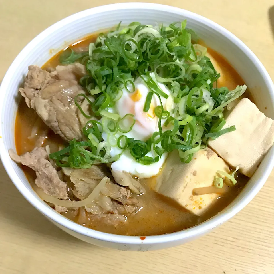 からあげビールさんの料理 ご飯にかけても旨い♪豚こまともやしと豆腐の中華風辛味噌スープで晩ご飯|Kさん