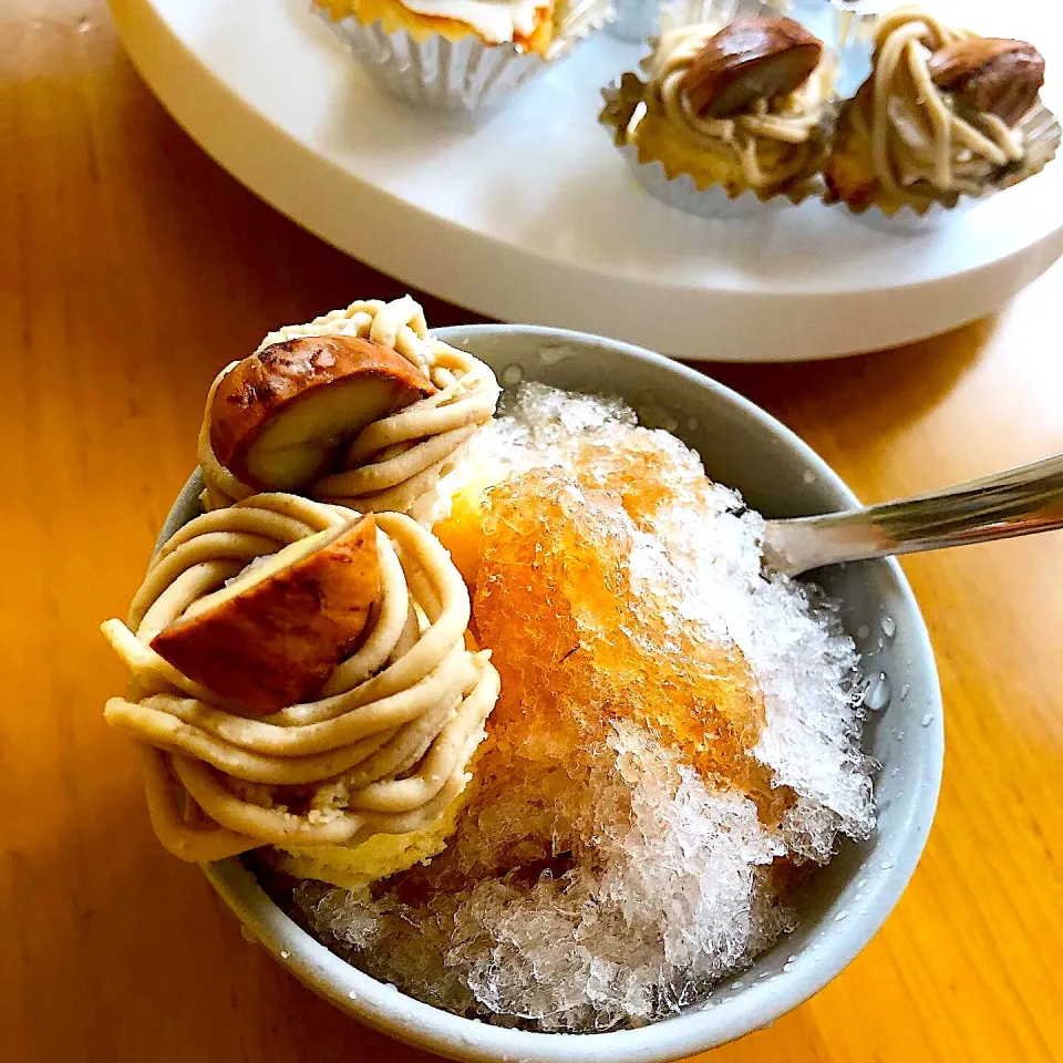 Snapdishの料理写真:栗みつシロップでモンブランかき氷|さらっと🍀さん