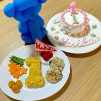 孫の❤️スマッシュケーキ🎂1歳バースデープレート|あけさんさん