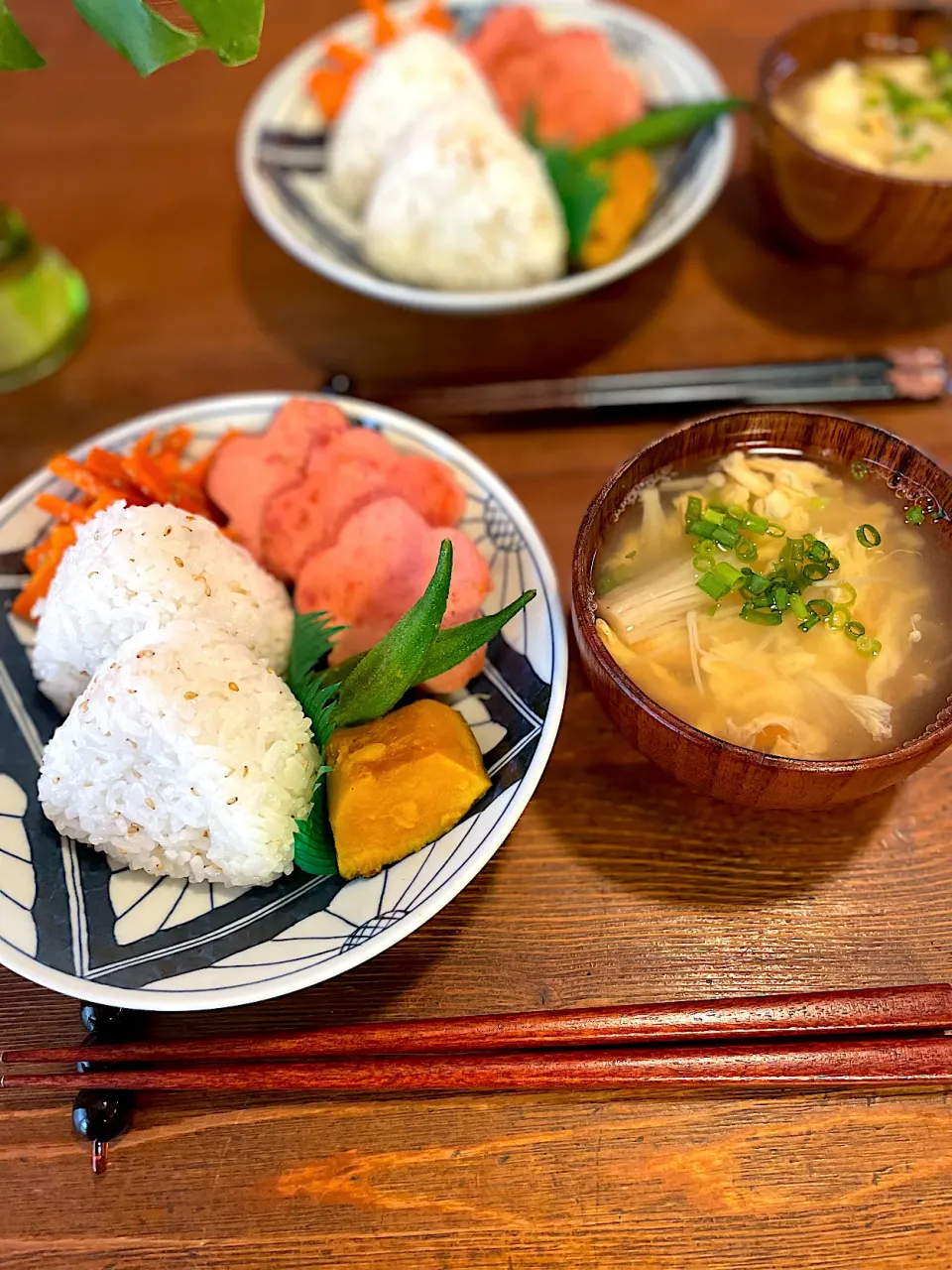 花ソーおにぎりセット、かき玉汁|ＭＡＲＵＥ家の食卓さん