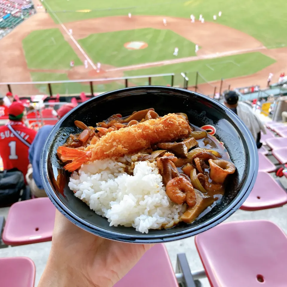 Snapdishの料理写真:　貴規のスパイスSeaフードカレー🍛　　　エビフライトッピング🍤|ちゃみこさん