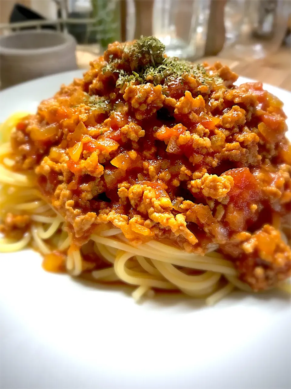 Snapdishの料理写真:ミートソースパスタ|真珠きょうだいママさん