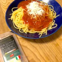 シンプルなミートスパに🍝|でんでんさん