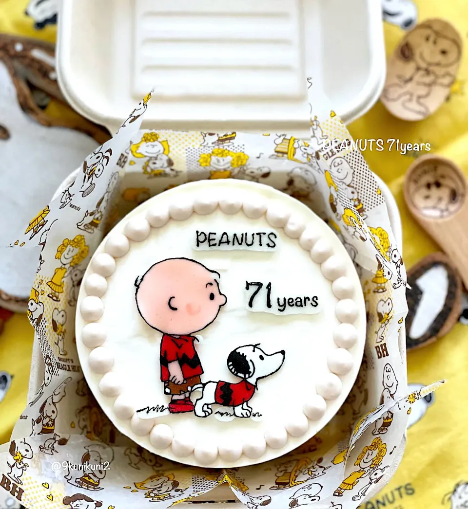 Snapdishの料理写真:PEANUTS誕生の日🎉🎉🎉レアチーズケーキで誕生祭🎂|くぅちゃんさん