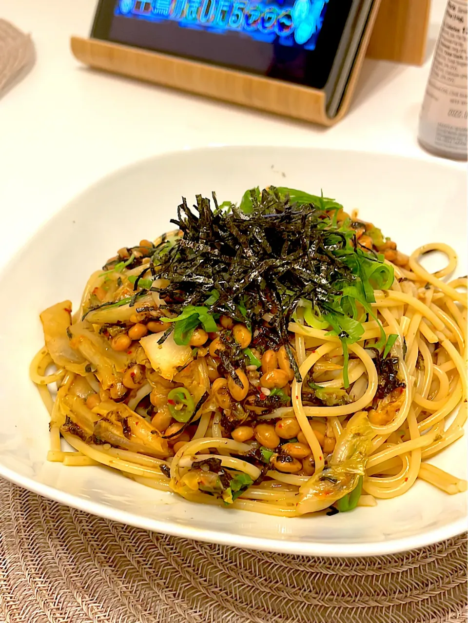 海苔たっぷり納豆パスタ|ぷちょさん