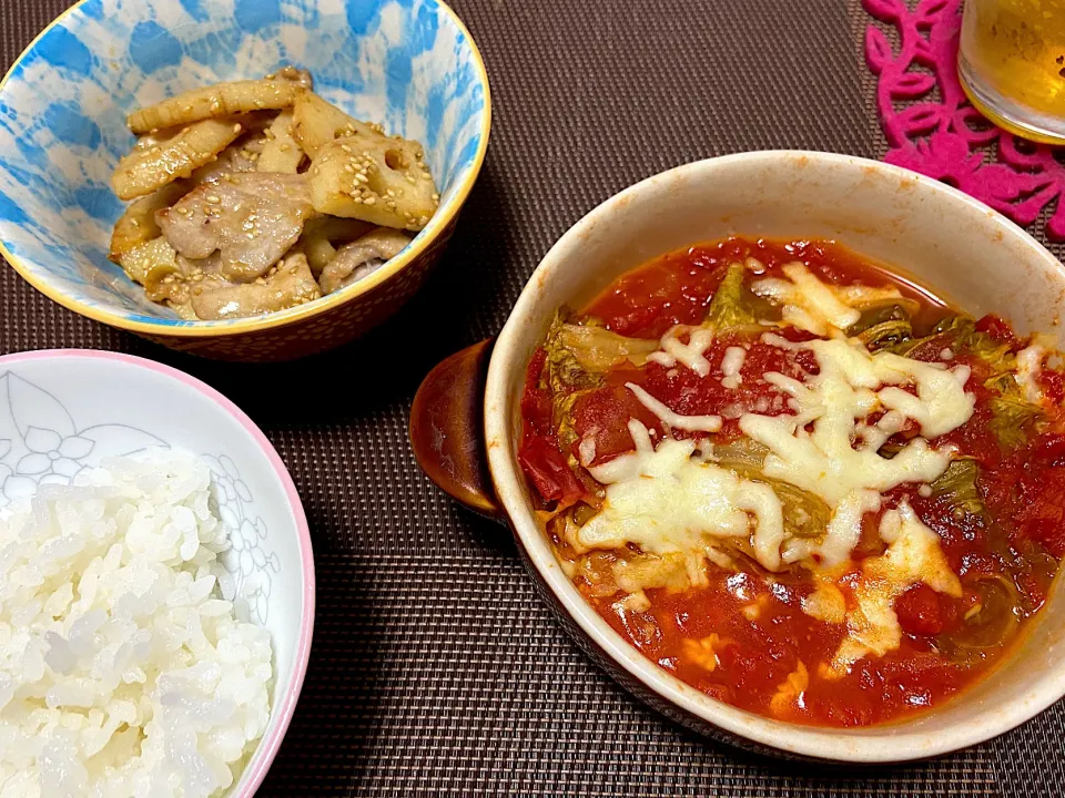 レンチン白菜ロール、レンコンと豚肉のごま味噌炒め|ゆうさん