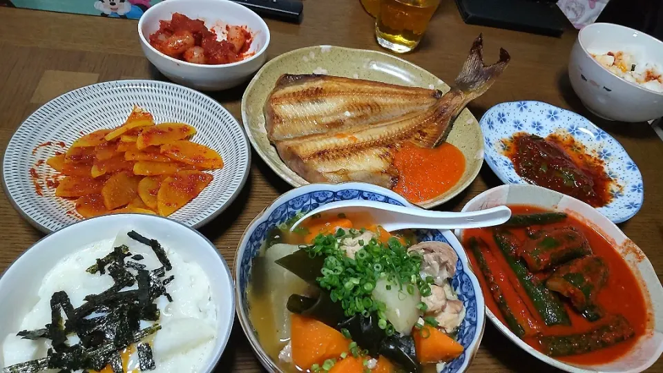 ホッケ、鳥汁、とろろ丼、キムチ|Elmonさん