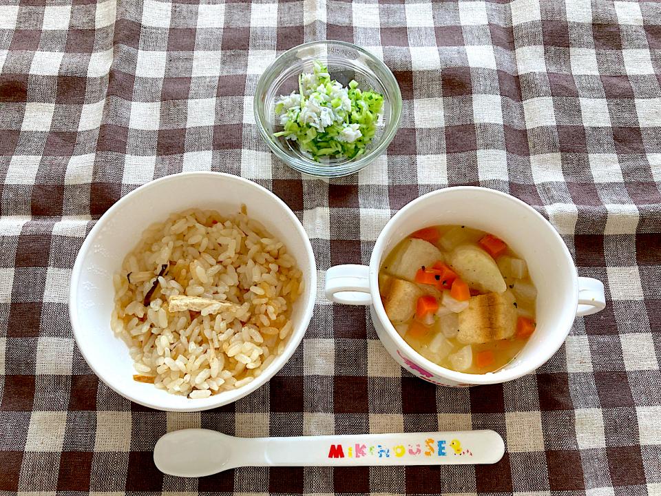 離乳食 松茸ごはん 野菜とお麩のおみそ汁 きゅうりとしらす Saya Snapdish スナップディッシュ Id Dgbana