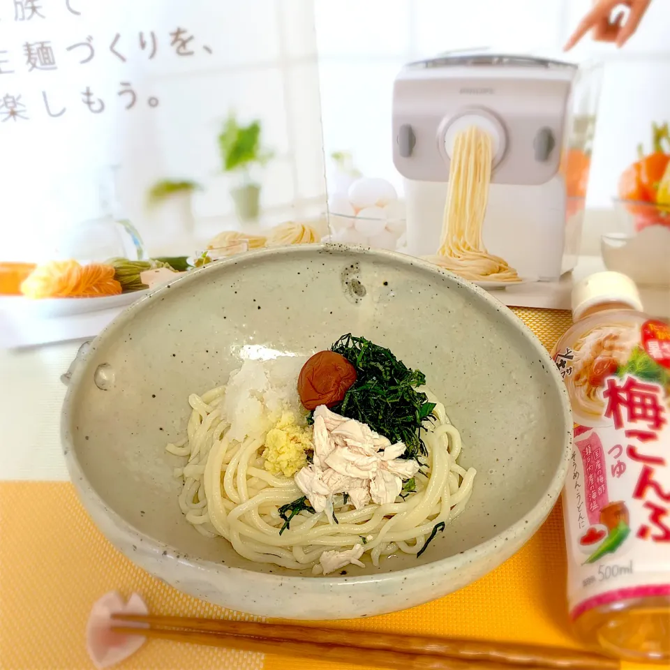 Snapdishの料理写真:ヌードルメーカーで初⭐️シンプルうどん|chicaocafeさん