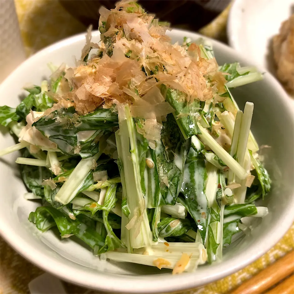 水菜と鶏ささみの胡麻マヨサラダ|Hawaiiさん