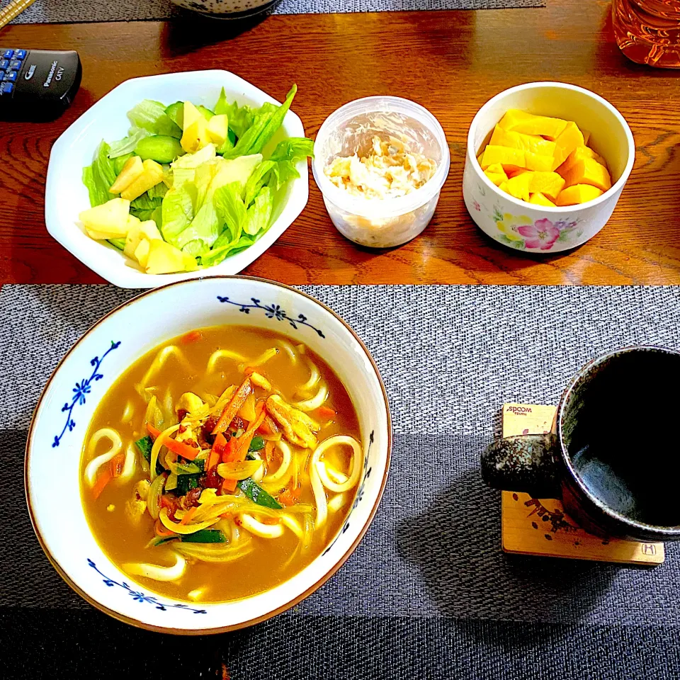 カレーうどん、常備菜、漬物|yakinasuさん