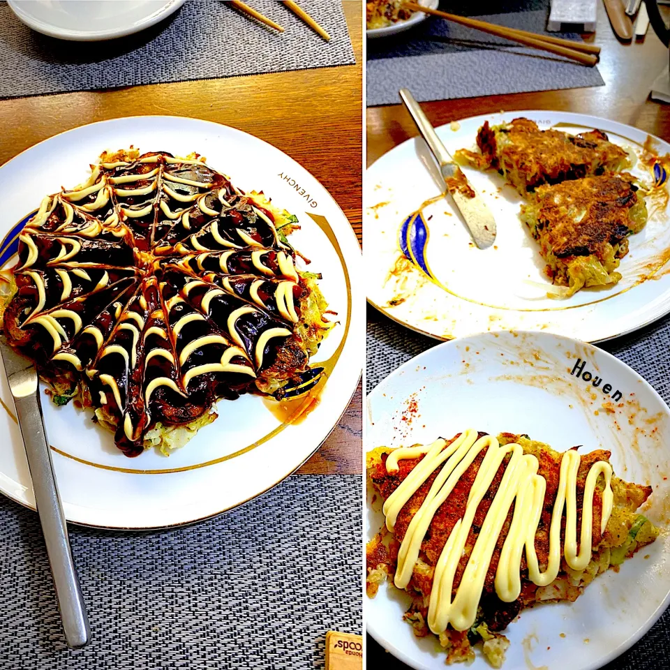 Snapdishの料理写真:牛玉お好み焼き、コーラ|yakinasuさん