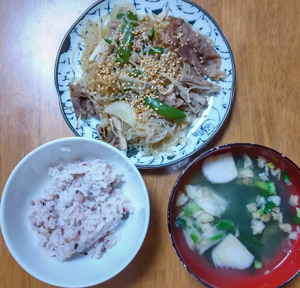 １０月６日　チャプチェ　お味噌汁|いもこ。さん