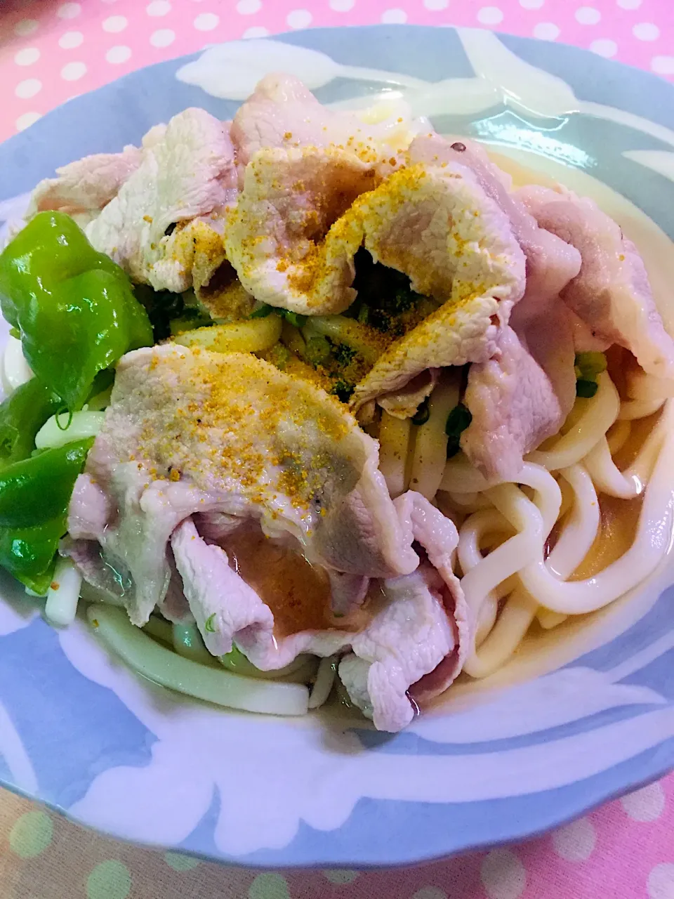 カレー風味の豚しゃぶ🐽うどん|リッキーさん