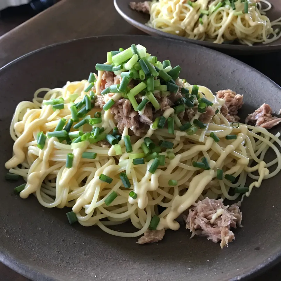 Snapdishの料理写真:ツナマヨポン酢パスタ|sanaeさん