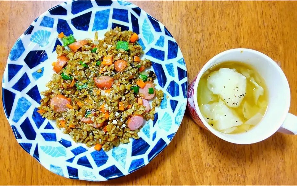 １０月８日　カレーピラフ　野菜スープ|いもこ。さん